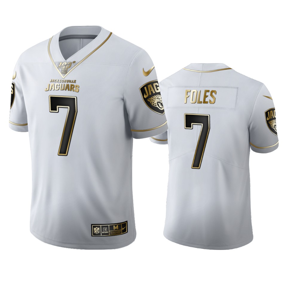 Men Nike Jacksonville Jaguars #7 Nick Foles White Golden Edition Vapor Limited NFL 100 Jersey